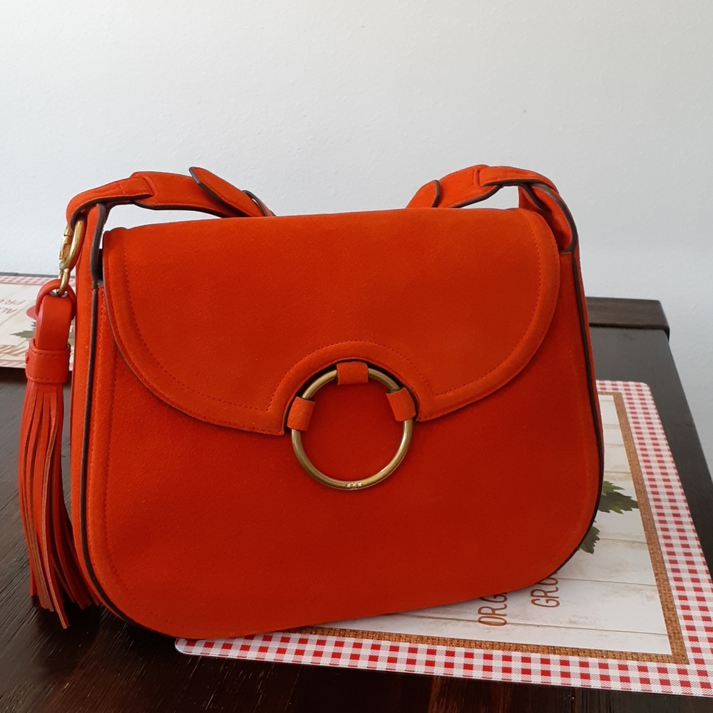 Tory Burch- Tassel Orange Suede Handbag-Like New